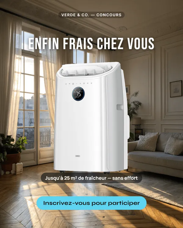 Visuel de jeu-concours généré par Liflio : un climatiseur posé dans un salon